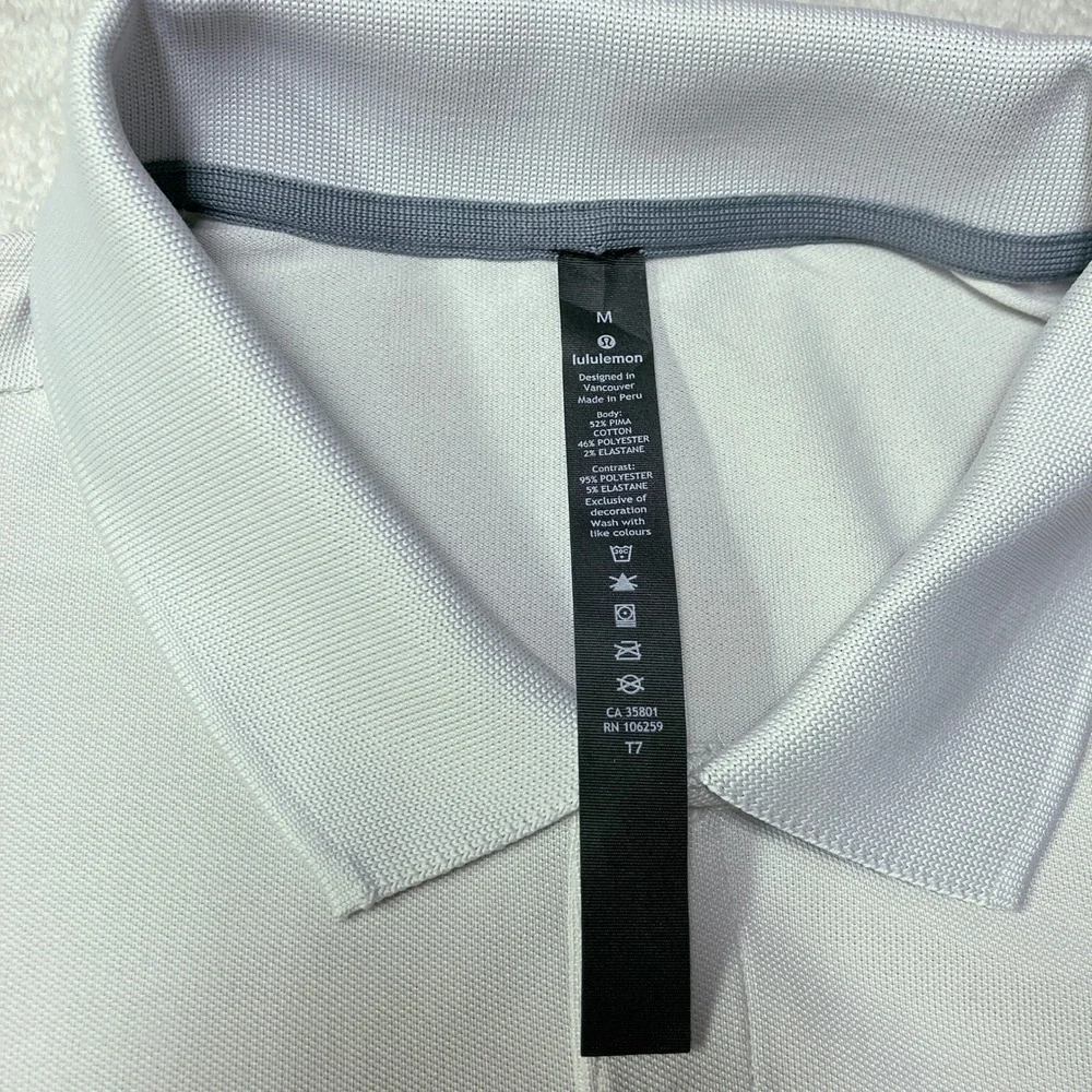 NWT Lululemon Mens Tech Pique Polo Shirt Gray Striped LM3CFPS Size M